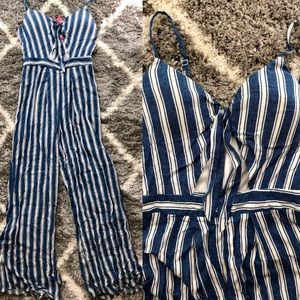 Denim & White Stripe Jumpsuit NWT